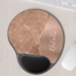 Metallic Rose Gold Glitter Personalized Gel Mouse Pad<br><div class="desc">Easily personalize this rose gold brushed metal and glamourous faux glitter patterned gel mouse pad with your own custom name.</div>