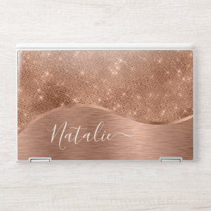Metallic Rose Gold Glitter Personalized HP Laptop Skin