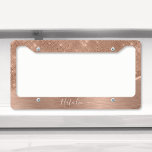 Metallic Rose Gold Glitter Personalized License Plate Frame<br><div class="desc">Easily personalize this rose gold brushed metal and glamourous faux glitter patterned license plate frame with your own custom name.</div>