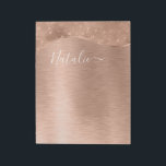 Metallic Rose Gold Glitter Personalized Notepad<br><div class="desc">Easily personalize this rose gold brushed metal and glamourous faux glitter patterned notepad with your own custom name.</div>