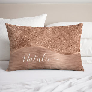 Metallic Rose Gold Glitter Personalized Pillowcase
