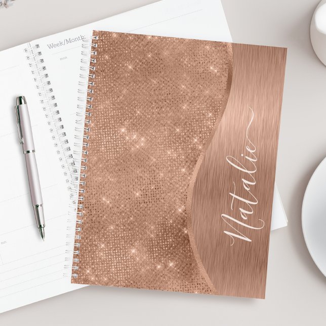 Metallic Rose Gold Glitter Personalized Planner (Creator Uploaded)