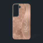 Metallic Rose Gold Glitter Personalized Samsung Galaxy Case<br><div class="desc">Easily personalize this rose gold brushed metal and glamourous faux glitter patterned phone case with your own custom name.</div>