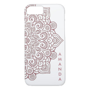 METALLIC  Rose Gold Intricate Lace Mandala white Case-Mate iPhone Case