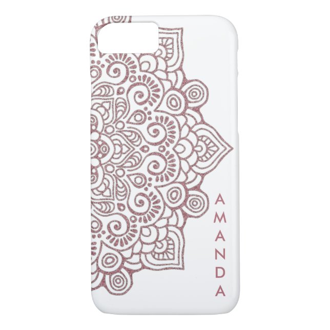 METALLIC  Rose Gold Intricate Lace Mandala white Case-Mate iPhone Case (Back)