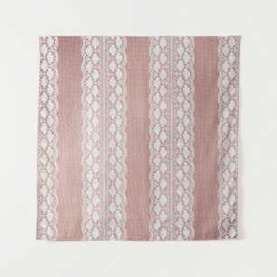 Metallic rose gold, off-white lace texture. tapestry