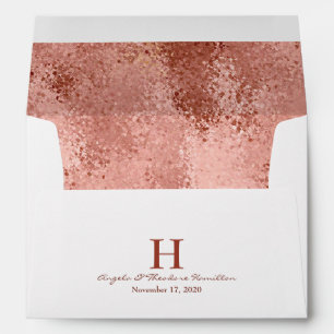 Metallic Rose Monogram Decorative Lined Wedding Envelopes