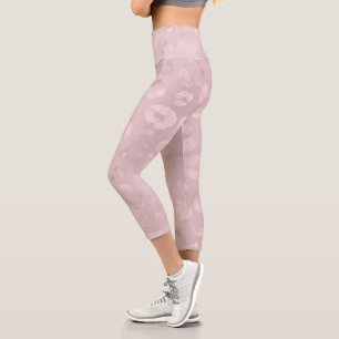 Metallic Rose Pink Cheetah Capri Leggings