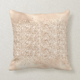 METALLIC SATIN CHAMPAGNE SPARKLE THROW  PILLOW