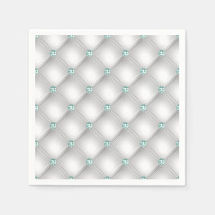 Metallic Satin White Mint Green Bling Glam Napkin