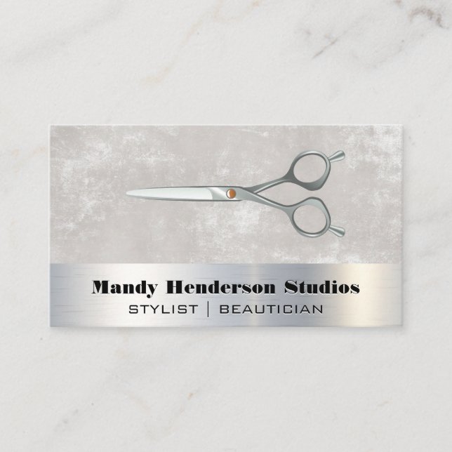 Metallic Scissors | Metal and Texture Business Card (Front)