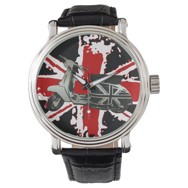 Metallic Scooter on shredded union jack art Watch (Front)