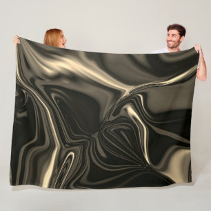 Metallic sepia undulations over dark background fleece blanket