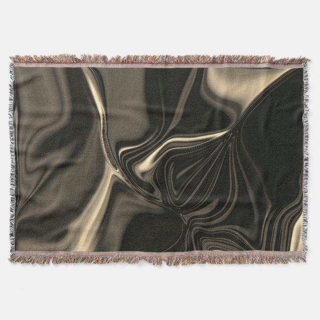 Metallic sepia undulations over dark background throw blanket (Front)