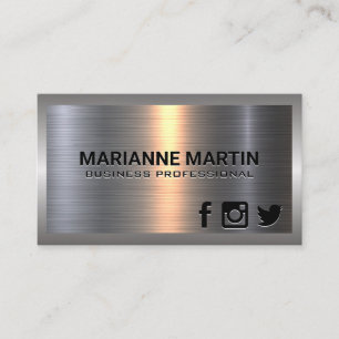 Metallic Shine Background   Social Media Icons Business Card