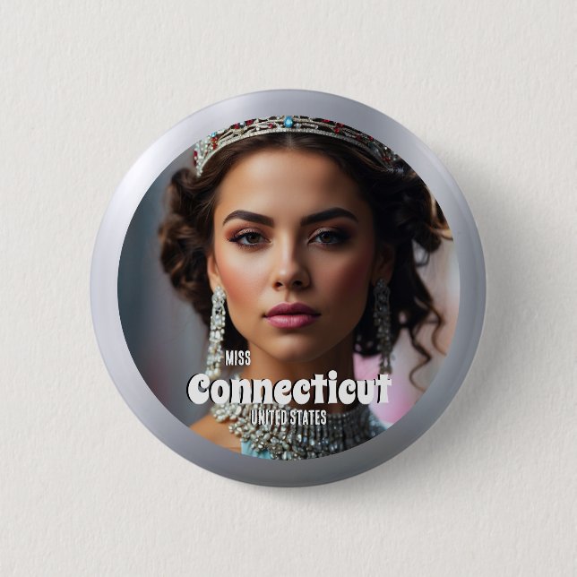 Metallic Shine Pageant Button Pin Custom Photo (Front)