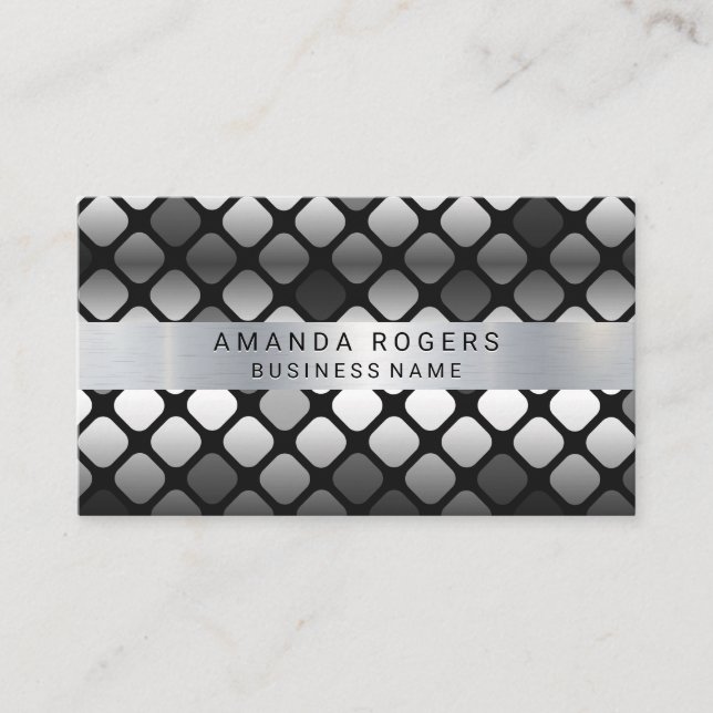Metallic Shine Square Pattern Business Card (Front)