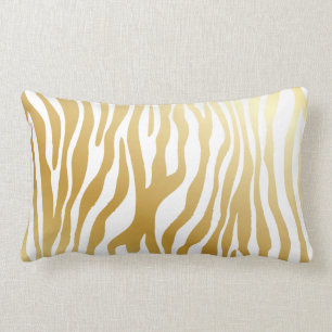 Metallic Shiny Gold Zebra Pattern Lumbar Pillow