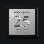 Metallic Silver 25th Wedding Anniversary Gift Box<br><div class="desc">Happy silver wedding anniversary. 25th years together. Silver metallic label.</div>