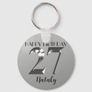Metallic silver 27th birthday keychain
