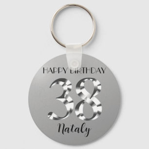 Metallic silver 38th birthday keychain