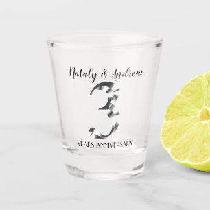 Metallic Silver 3rd Wedding Anniversary Shot Glass