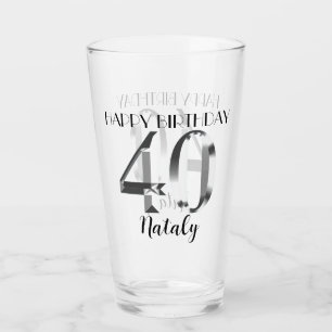 Metallic silver 40th birthday glass