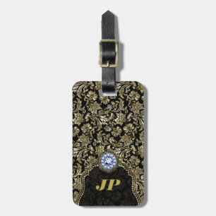 Metallic Silver And Gold Floral Damasks 2 Luggage Tag