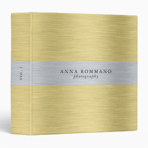 Metallic silver and gold stripes binder