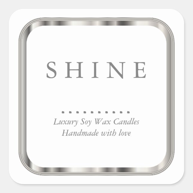 Metallic Silver and White Square Sticker (Front)
