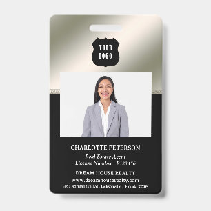 Metallic Silver & Black Real Estate Realtor Name Badge