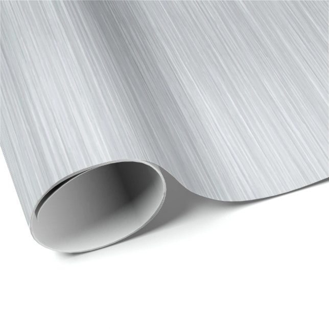 Metallic silver brushed aluminum texture wrapping paper (Roll Corner)