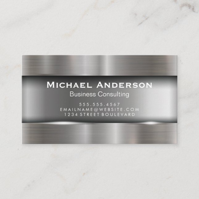 Metallic Silver Business Card (Front)