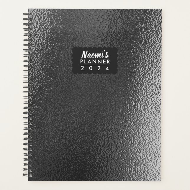 Metallic Silver Custom One-Year Weekly Planner (Front)