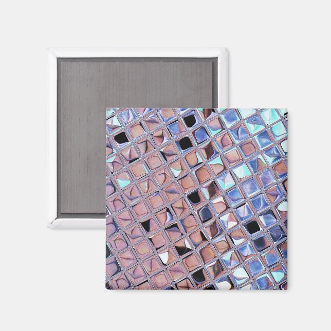 Metallic Silver Disco Ball Mirrors Faux Magnet (Front/Back)