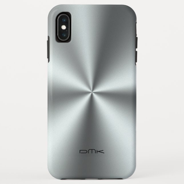 Metallic silver faux stainless steel look Case-Mate iPhone case (Back)