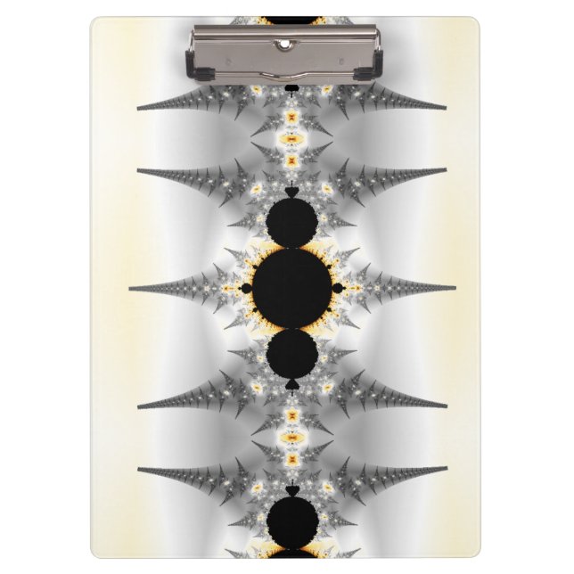 Metallic Silver Fractal Spikes Clipboard (Front)