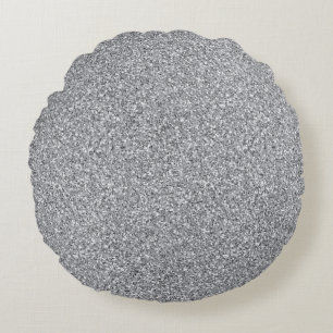Metallic Silver Glitter Round Pillow