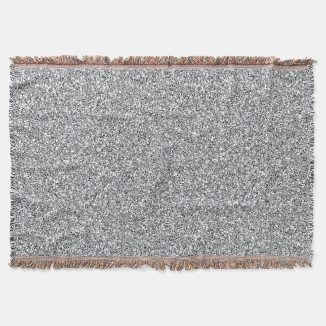Metallic Silver Glitter Throw Blanket (Front)