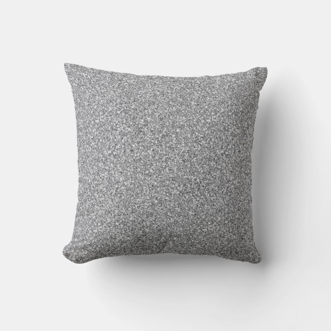Metallic Silver Glitter Throw Pillow (Front)