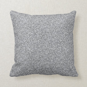 Metallic Silver Glitter Throw Pillow