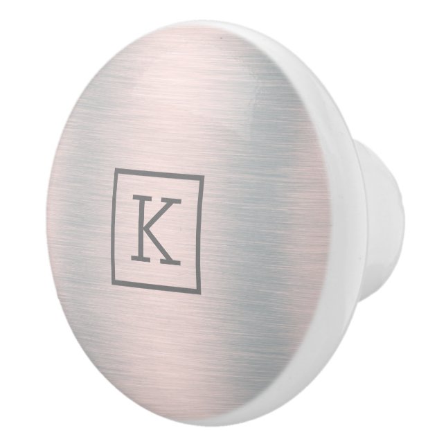 Metallic silver-grey brushed aluminum look ceramic knob (Right)