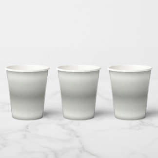 Metallic Silver Grey Brushed Aluminum  Paper Cups