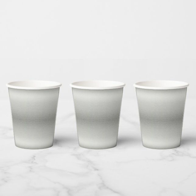Metallic Silver Grey Brushed Aluminum  Paper Cups (Multi)