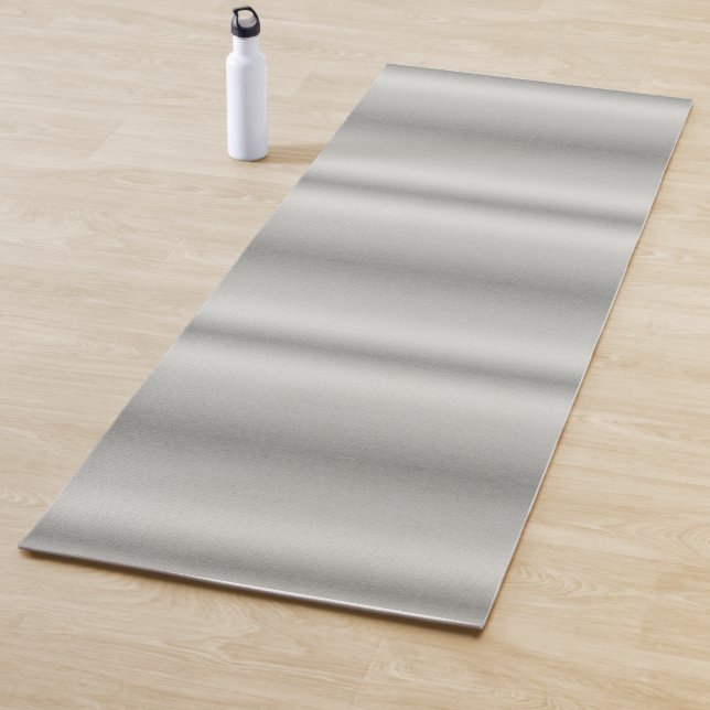 Metallic Silver Grey Brushed Aluminum  Yoga Mat (In Situ)