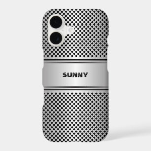 Metallic silver-grey geometric design