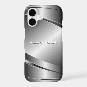 Metallic Silver Grey Geometric Design