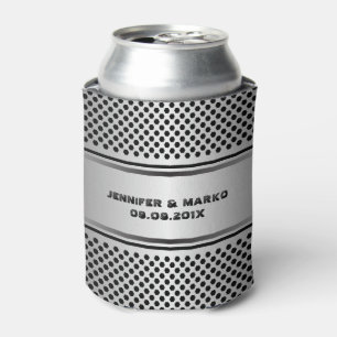 Metallic silver-grey geometric design can cooler