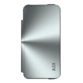 Metallic Silver-Grey Stainless-Steel Look Incipio iPhone Wallet Case (Folio Front)