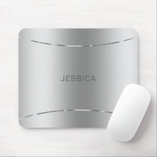Metallic Silver Look Background Monogramed Mouse Pad
